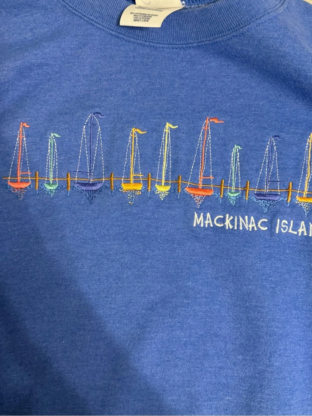 Port and Company Mackinac Island Blue Crewneck Sweatshirt - Size L